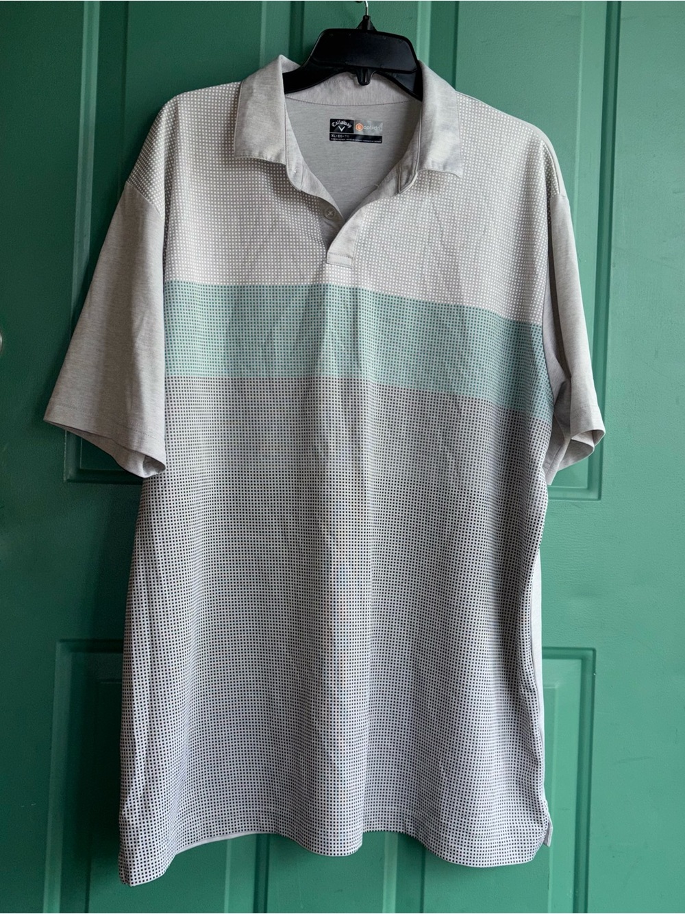 Callaway xl Men's Light Gray Polo with Mint Stripe